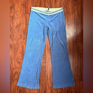Vintage Y2K Women’s Blue Super Low Rise Terry Track Pants | Medium
